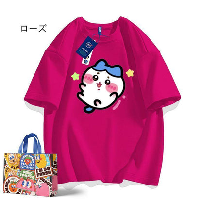 「tops」ちいかわ ハチワレ プリント 男女兼用 ルーズ 半袖Ｔシャツ 7色YS8537