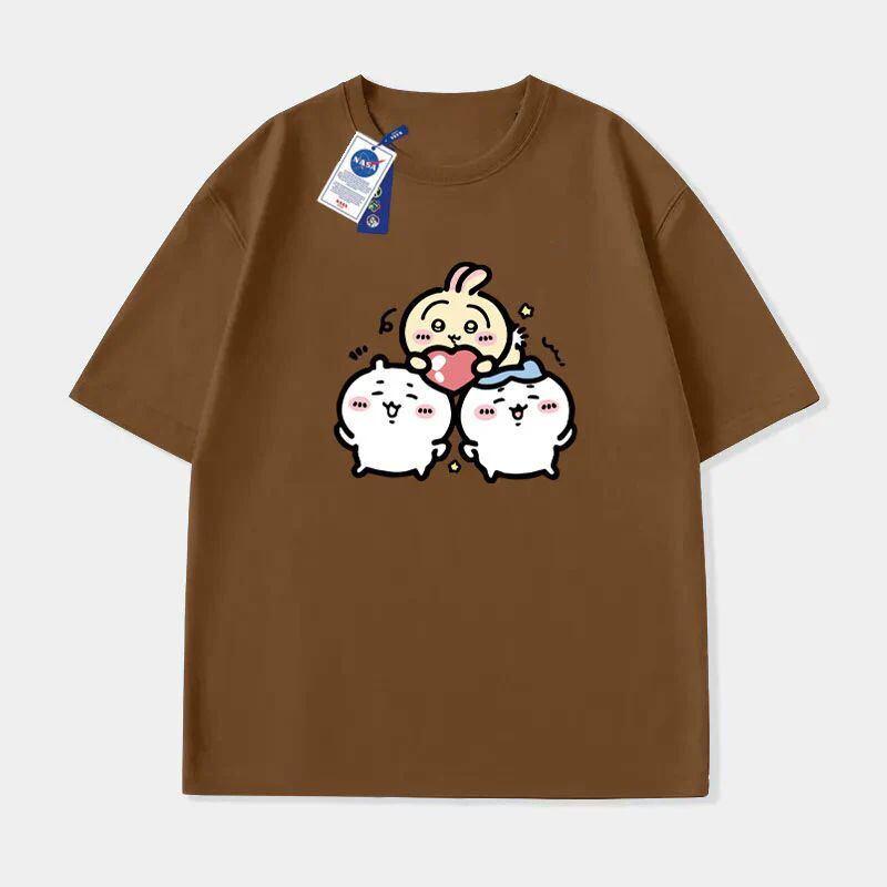 「tops」ちいかわ キャラクター プリント 男女兼用 ラウンドネック 半袖 Ｔシャツ7色YS8247