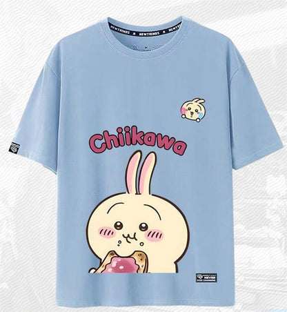 「tops」ちいかわ ウサギ キャラクタープリント 男女兼用 ラウンドネック 半袖Ｔシャツ 6色YS8471