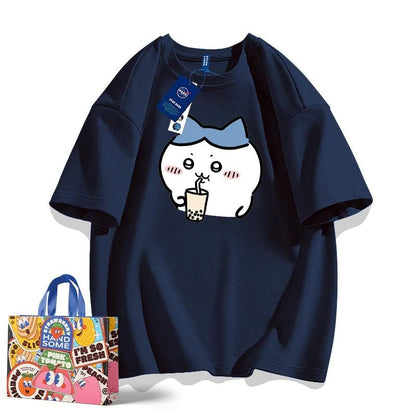 「tops」ちいかわ ハチワレキャラクター プリント 男女兼用 ラウンドネック 半袖Ｔシャツ 8色YS8404