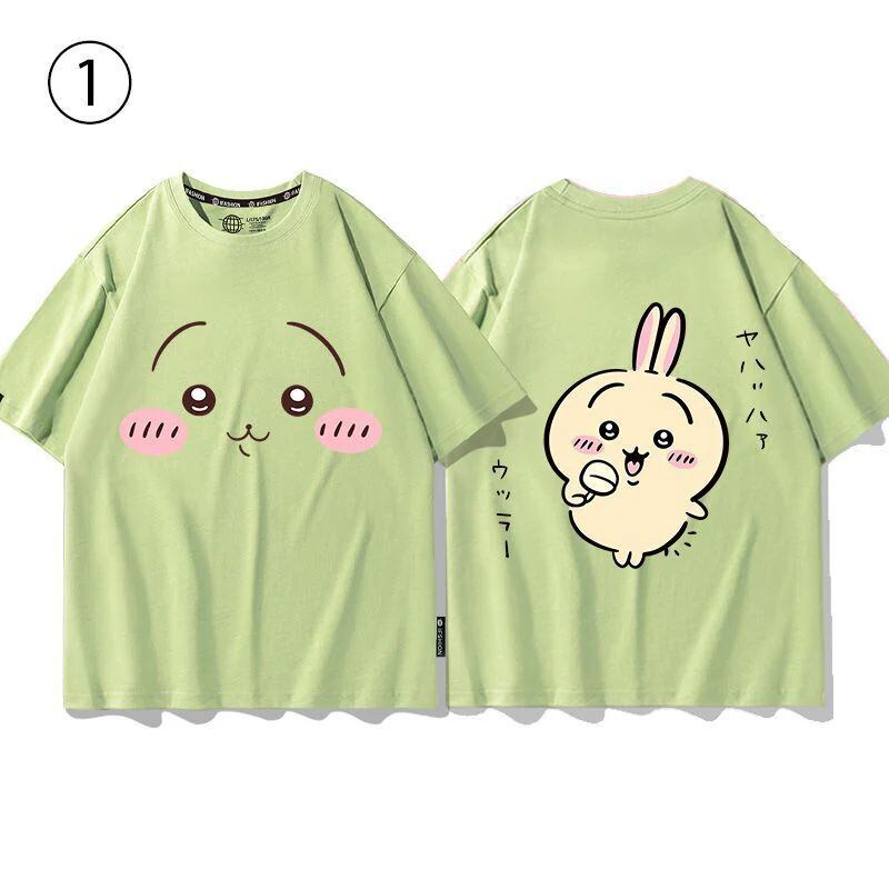 「tops」ちいかわ 可愛い プリント 男女兼用 ルーズ 半袖Ｔシャツ 4色2種類YS8420