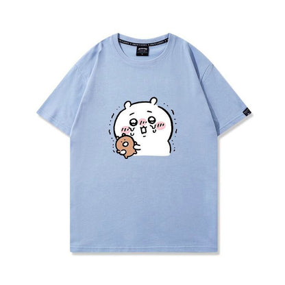 「tops」ちいかわ キャラクター プリント 男女兼用 ラウンドネック 半袖Ｔシャツ 6色YS8508