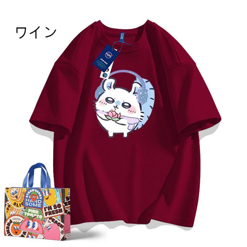 「tops」ちいかわ モモンガ キャラクター プリント 男女兼用 ラウンドネック 半袖Ｔシャツ 9色YS8527