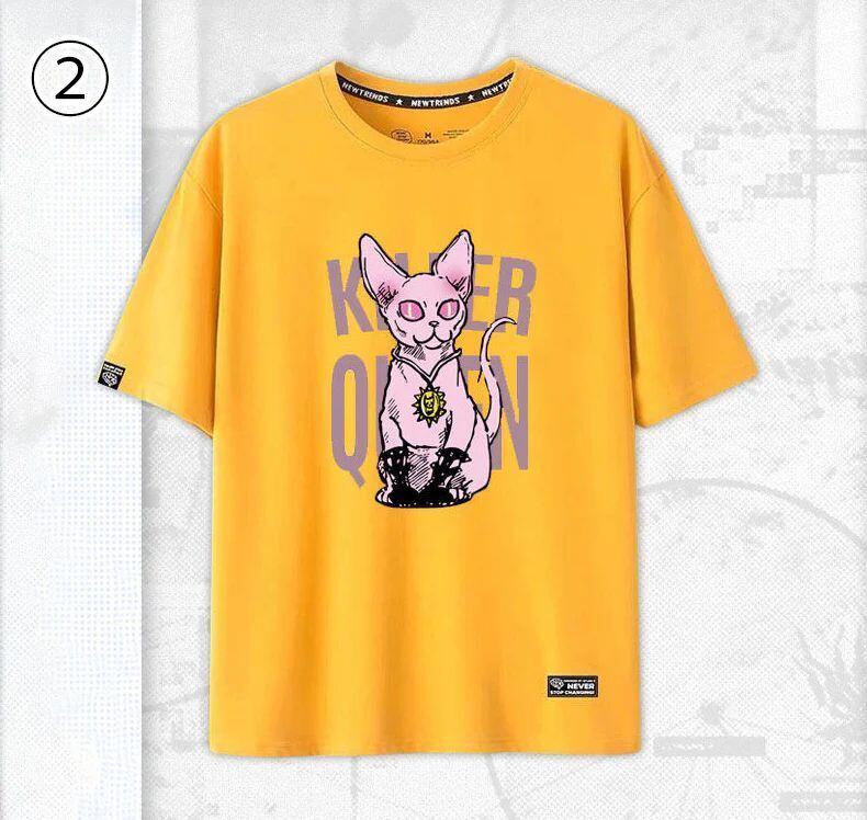 「tops」JOJO キャラクター Killer Queen プリント 男女兼用 半袖Ｔシャツ 5色2種類YS8468