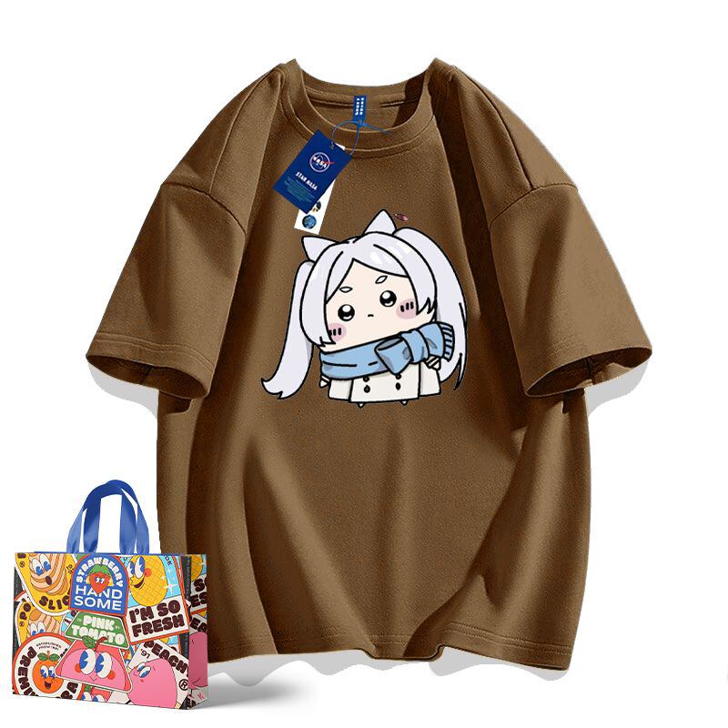 「tops」ちいかわX葬送のフリーレン  キャラクタープリント 男女兼用 ラウンドネック 半袖Ｔシャツ 8色YS8457