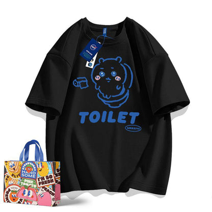 「tops」ちいかわ TOILET プリント 男女兼用 ルーズ 半袖Ｔシャツ 9色YS8533