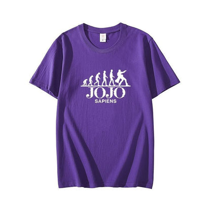 「tops」JOJO 人類の進化 漫画プリントラウンドネック ルーズ 男女兼用 半袖Ｔシャツ 12色YS8517