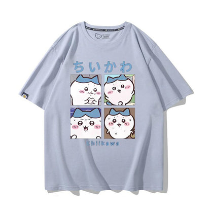 「tops」ちいかわ ハチワレキャラクタープリント 男女兼用 ラウンドネック 半袖Ｔシャツ 6色YS8476