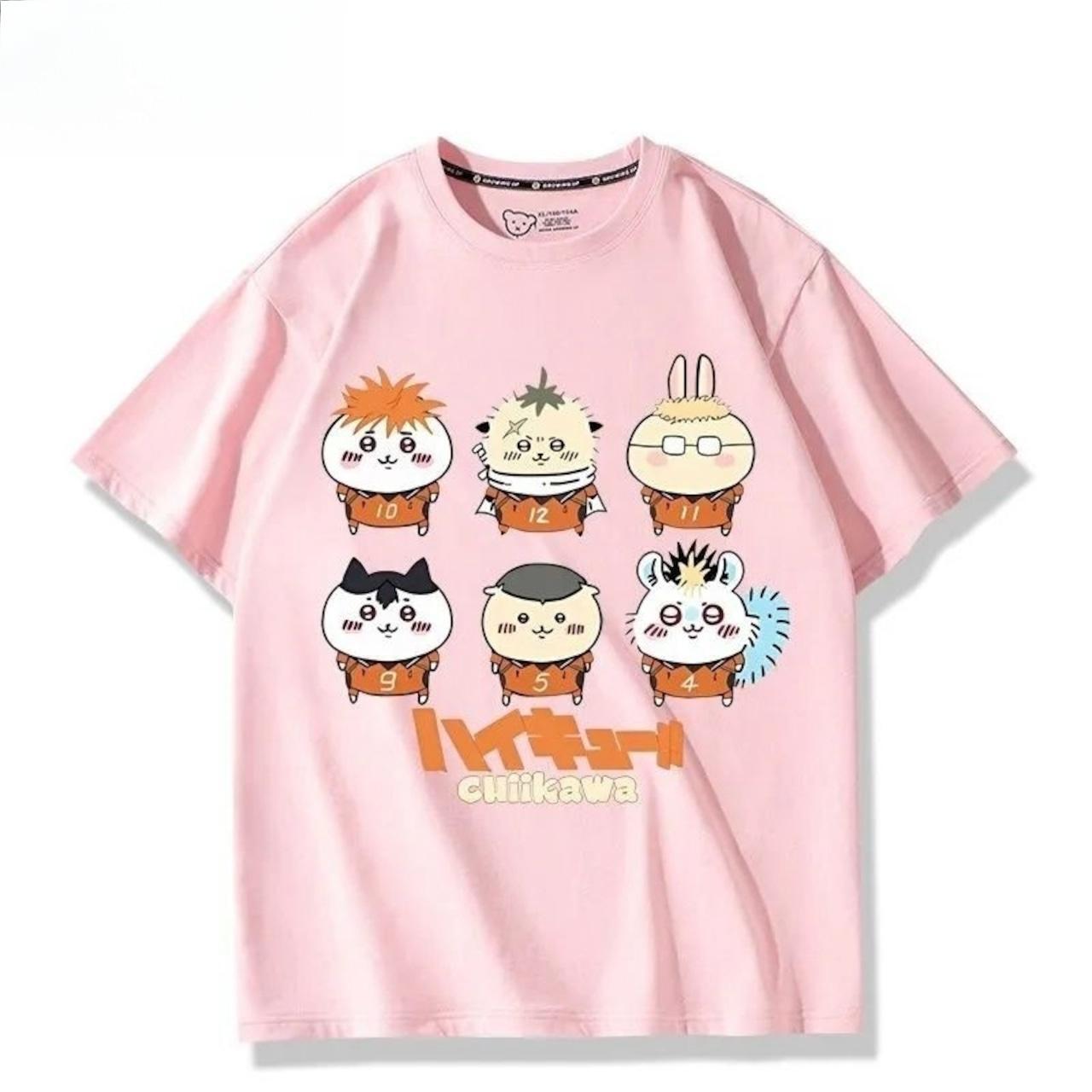 「tops」ちいかわ ハイキュー プリント 男女兼用 ルーズ 半袖Ｔシャツ 6色YS8580