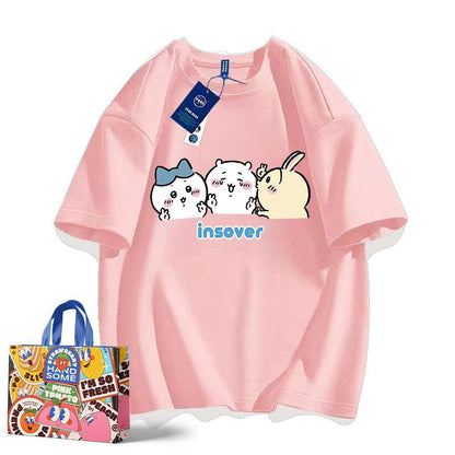 「tops」ちいかわ キャラクター プリント 男女兼用 ラウンドネック 半袖Ｔシャツ 6色YS8515