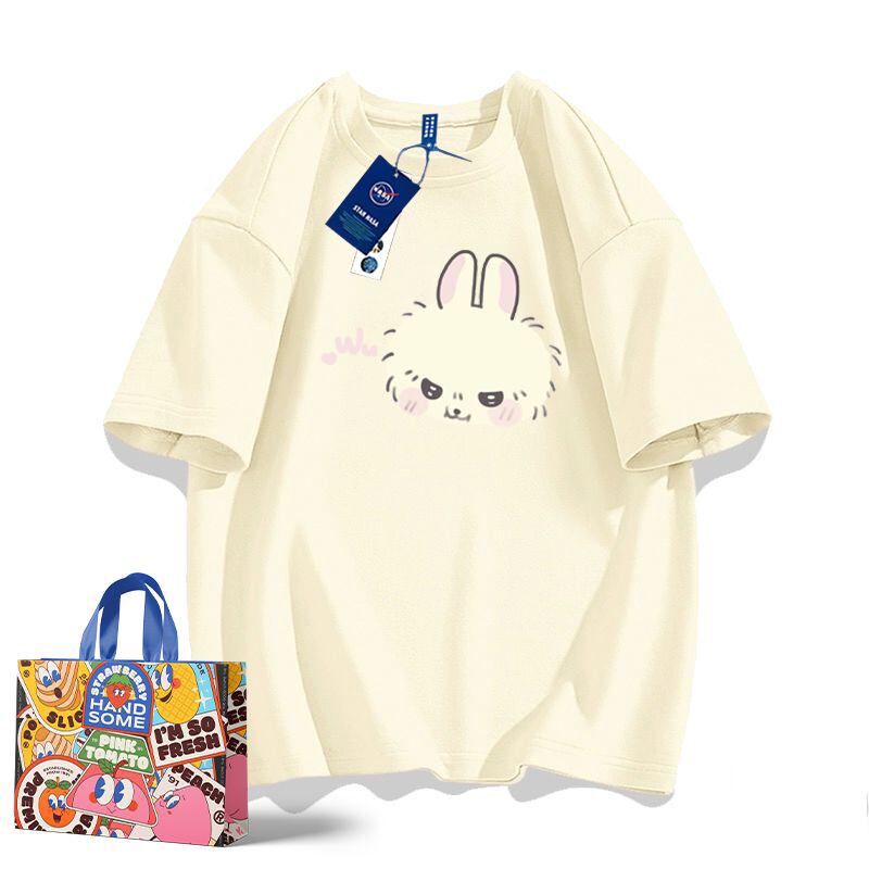 「tops」ちいかわ フワフワウサギ 可愛い 漫画プリント 男女兼用 ルーズ 半袖Ｔシャツ 9色YS8536