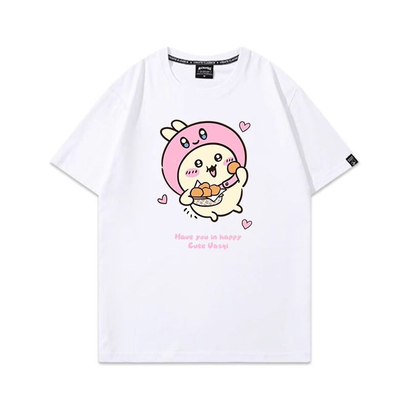 「tops」ちいかわ ウサギ キャラクター プリント 男女兼用 ラウンドネック 半袖Ｔシャツ 7色YS8491